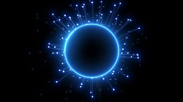 Abstract Network Background Loop&ndash; Big Data Flow, Blockchain, AI, Digital Technology, Internet Connection, Logo Placeholder.