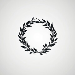 Obraz premium Simple black leaf wreath frame on light background. Possible use graphic design, invitations, stationary