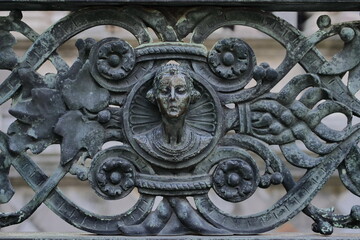 Bronze sculpture of the decorative fence of the Cappella Colleoni (Colleoni Chapel), Bergamo alta, Lombardy, Italy