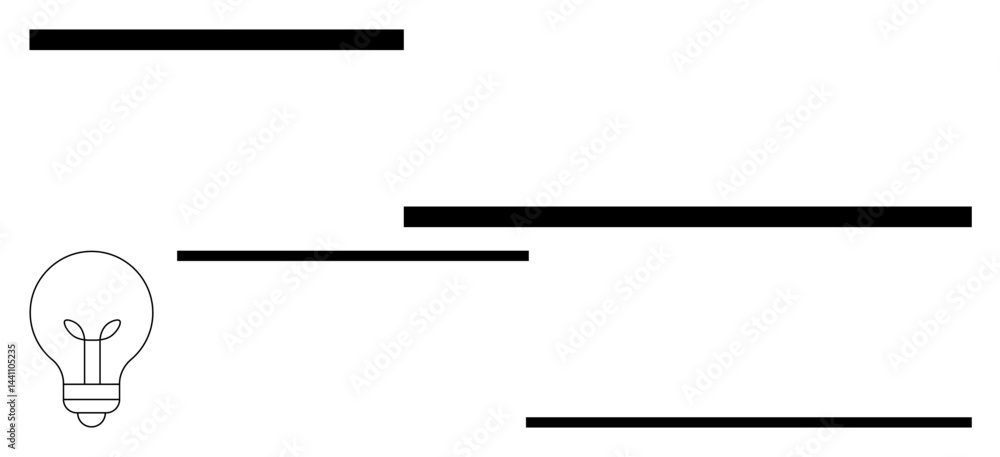 Poster light bulb outline symbolizing innovation and horizontal black lines suggesting order and simplicity