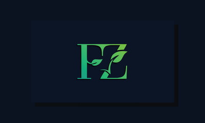 Fototapeta premium Minimal leaf style Initial FZ logo.