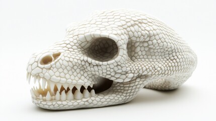 Naklejka premium Reptile skull model, studio shot, white background, anatomical study