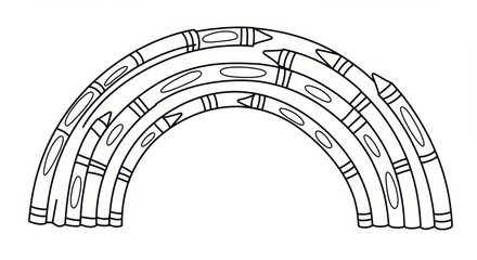 Rainbow Crayon Outline Coloring Page for Kids