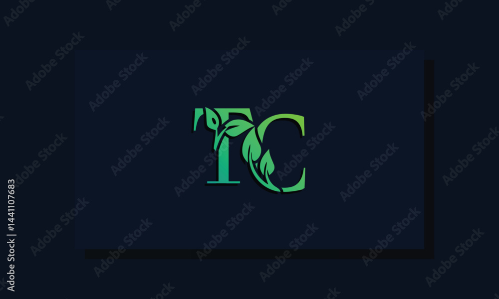 Poster minimal leaf style initial tc logo