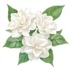 Obraz premium Elegant white gardenia bouquet illustration