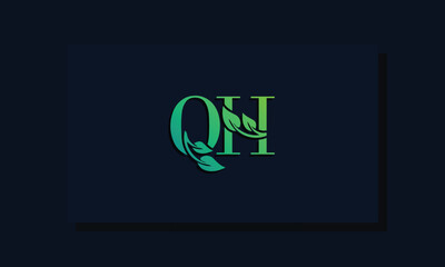 Minimal leaf style Initial QH logo