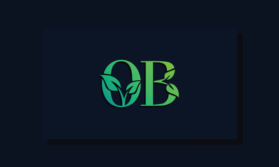 Minimal leaf style Initial OB logo