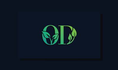 Minimal leaf style Initial OD logo