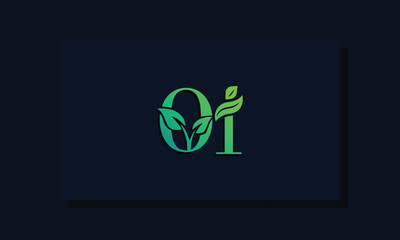 Minimal leaf style Initial OI logo