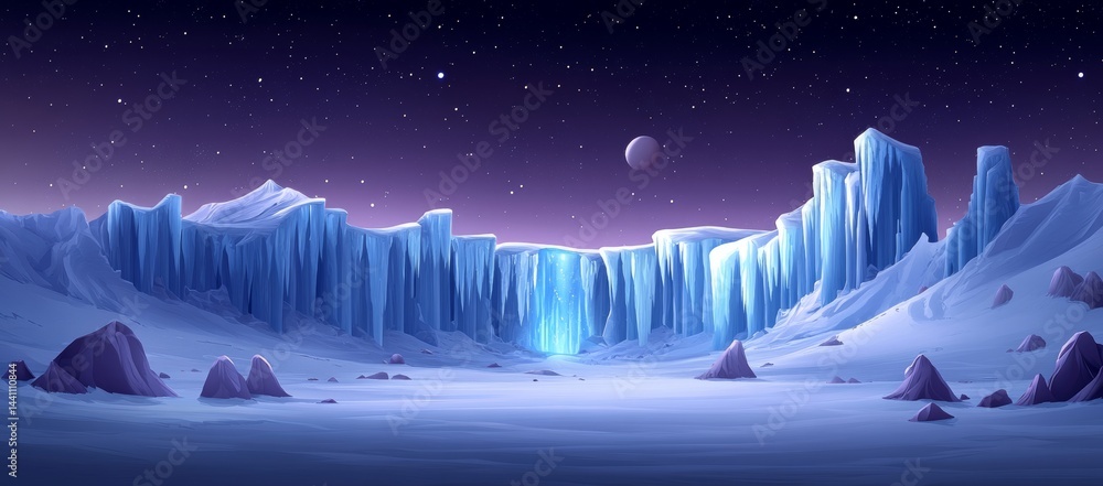 Aufkleber the background of an outer space game features an alien planet's surface and a platform to jump from