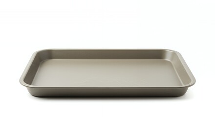 Slightly Damaged Beige Cafeteria Tray Isolated on White Background Featuring Reuse Recycle Theme Clean and Minimalist Style Under Soft Studio Lighting Perfect for Decoration