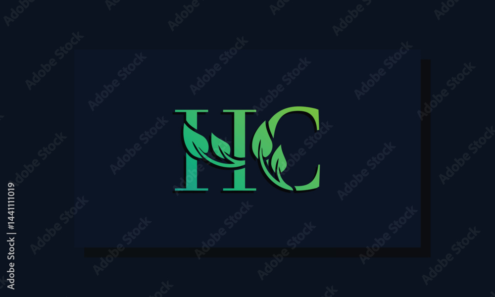 Poster minimal leaf style initial hc logo.
