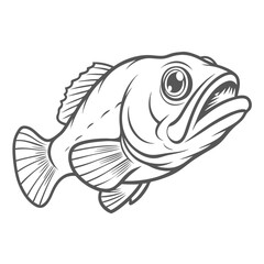 Yelloweye Rockfish Vector Illustration, Fish Outline