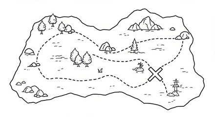 Cartoon Treasure Map with Dotted Paths and X Marks