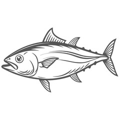Bigeye Tuna Thunnus Obesus Line Art Illustration
