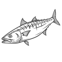 King Mackerel Fish Line Art Illustration