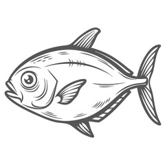 Permit Fish Illustration, Trachinotus falcatus