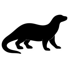 A black silhouette of a Komodo dragon walking, with a long body, short legs, and a long tail