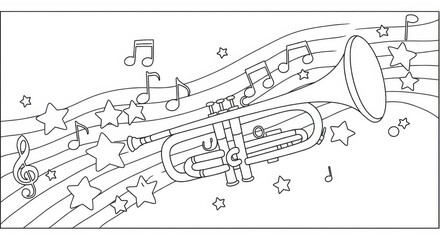 Child-Friendly Trumpet Player Coloring Page