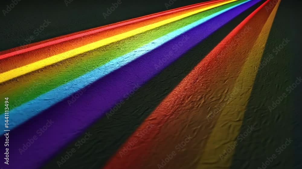 Poster vibrant rainbow colors and light create stunning visual effect on textured surfaces, showcasing spec