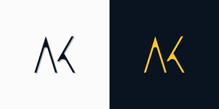 Minimalist abstract initial letters AK logo