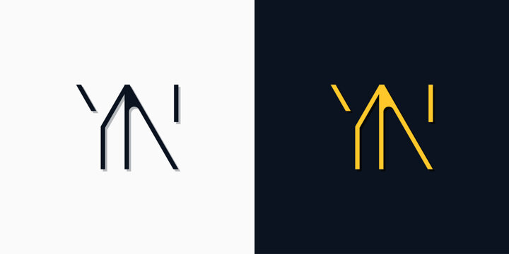 Minimalist abstract initial letters YN logo.
