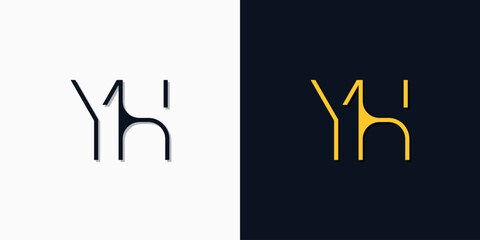 Minimalist abstract initial letters YH logo.