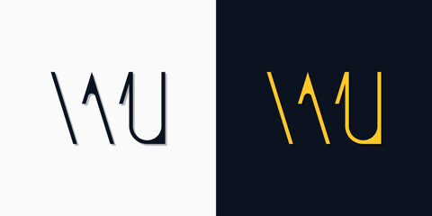 Minimalist abstract initial letters WU logo.