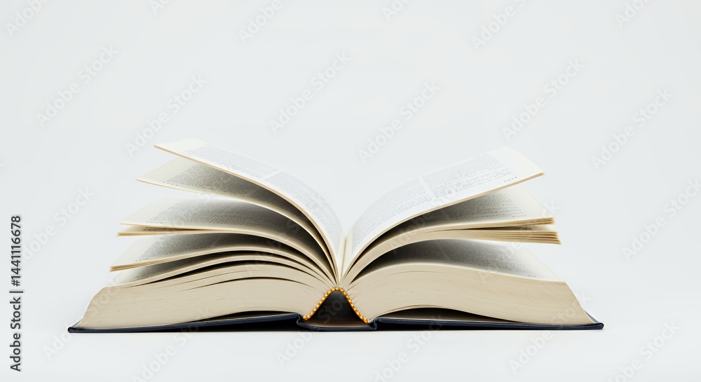 Poster torn textbook isolated on white screen background depicting abandoned study pages showing struggle o