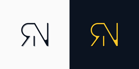 Minimalist abstract initial letters RN logo.