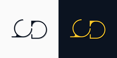 Minimalist abstract initial letters QD logo