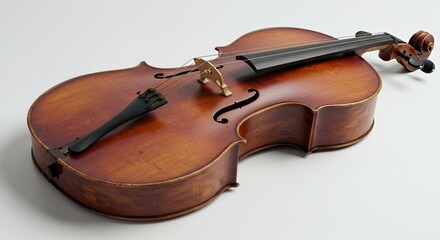 Fototapeta premium Weathered and Broken Cello Isolated on White Background Displaying Texture and Detail Symbolizing End of Era with Silent Story through Evocative Lighting Perfect for Decoration