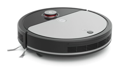 Fototapeta premium Robot vacuum cleaner on a clean white background.