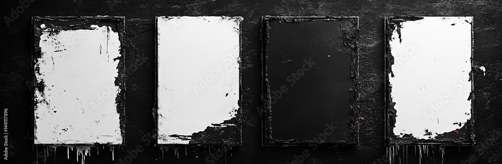 Poster black monochrome rectangular frames in the photo edges stroke collection boast distinctive distresse