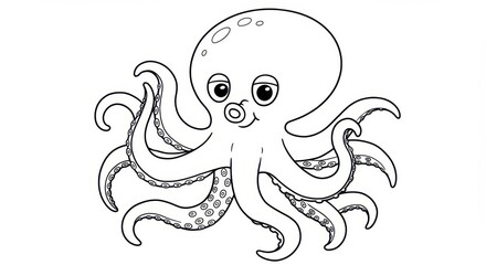 Smiling Octopus Cartoon Illustration