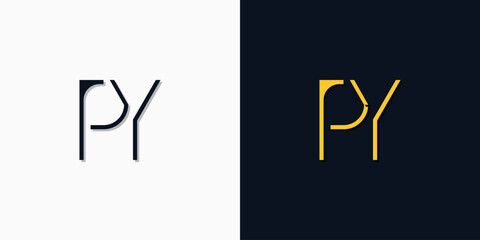 Minimalist abstract initial letters PY logo