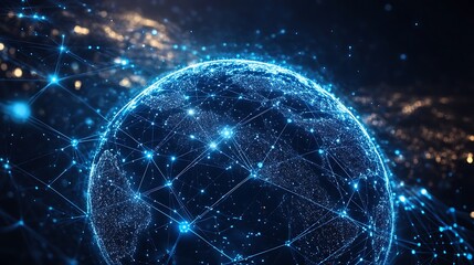 Digital Earth with Glowing Network Connections