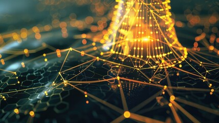 Abstract picture with digital style scenery, high tech building scatter around glow fantasy neon light. Cyberspace scene with technology design construction perfect for futuristic style design. AIG53.