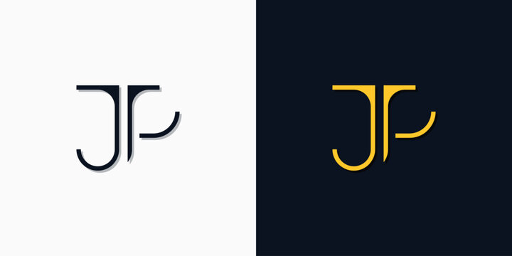 Minimalist abstract initial letters JP logo