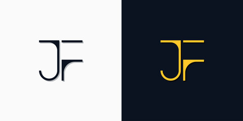 Minimalist abstract initial letters JF logo