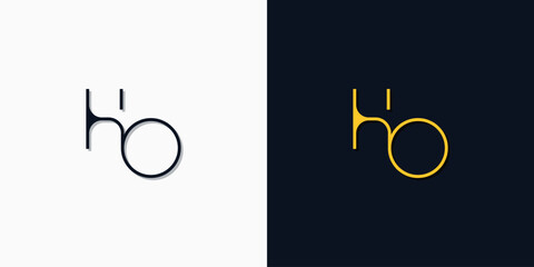 Minimalist abstract initial letters HO logo