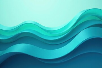 Interlocking wave forms, vibrant teal gradient, abstract, illustration, bright