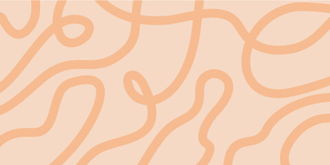 Minimalistyczne abstrakcyjne linie, organiczne kształty na jasnym brzoskwiniowym tle - współczesne graficzne tło do projektów. © Monika