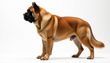 Obraz premium Majestic mastiff, powerful stance, white background, dog studio, canine photography