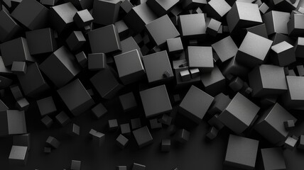 Abstract picture black geometric cube graphic with dark tone, monochrome style design. Modern art present about the seamless pattern blocks textiles perfect for creative background, wallpaper. AIG53.