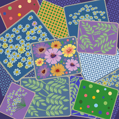 Decorative background in patchwork style made of multicolored elements
