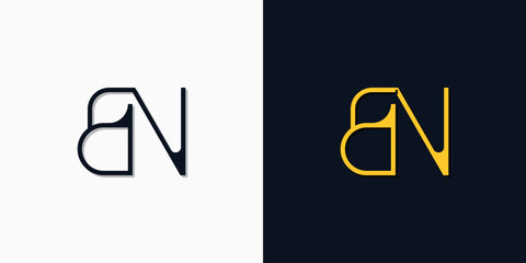 Minimalist abstract initial letters BN logo