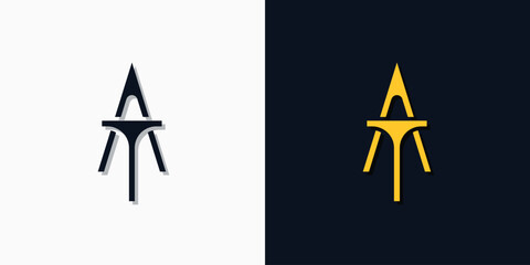 Minimalist abstract initial letters AT logo