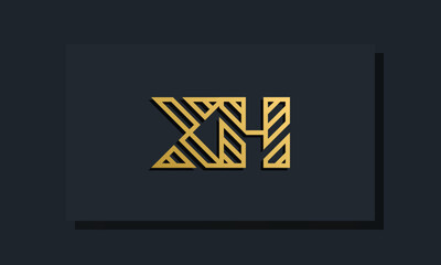Elegant line art initial letter XH logo.