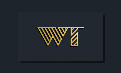 Elegant line art initial letter WT logo.